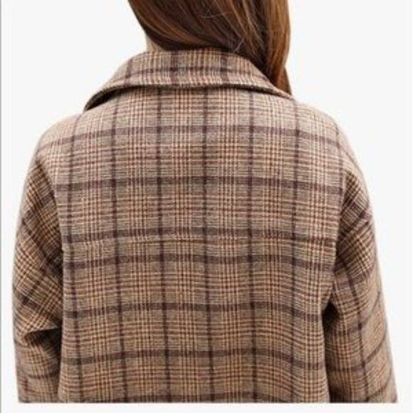 🎉HP🎉 NEW Double Breasted Plaid Wool Pea Coat - Picture 5 of 7